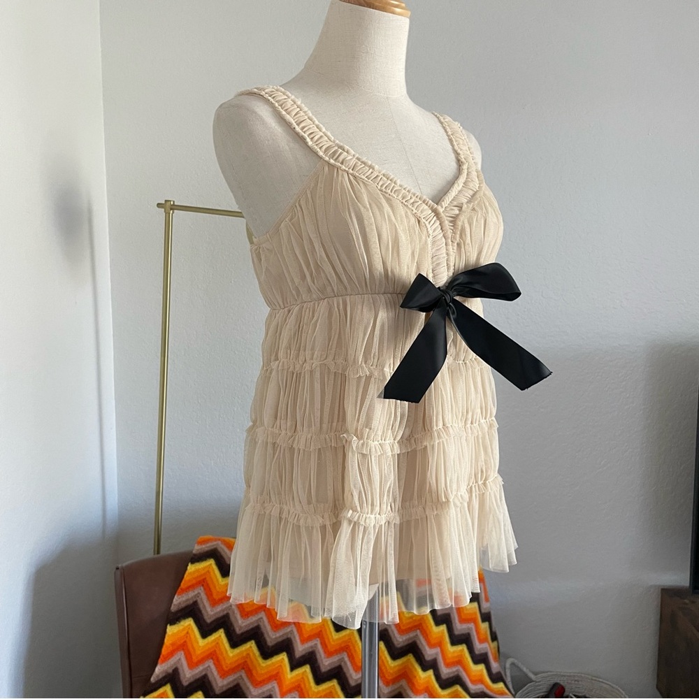 Lucky Brand Tiered Tulle Bow Tank Top Babydoll Dollcore - Picture 3 of 10